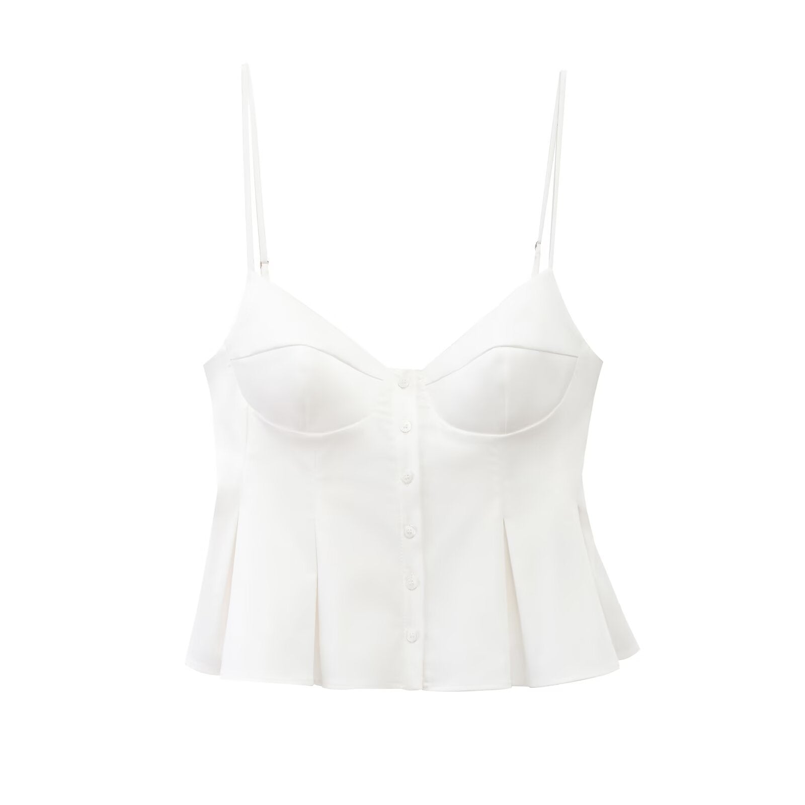 Single-breasted Wide Pleated Skirt Hem Slim Short Women's Vest