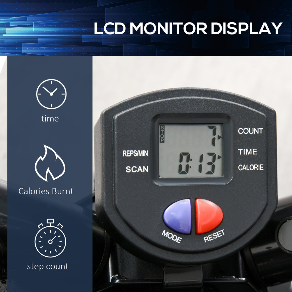 Portable Mini Stepper, Exercise Fitness Machine For Legs Arms Thigh Toner Toning Machine, Stair Steps Workout Training Fitness, W/ Resistance Bands And Floor Mat, Black