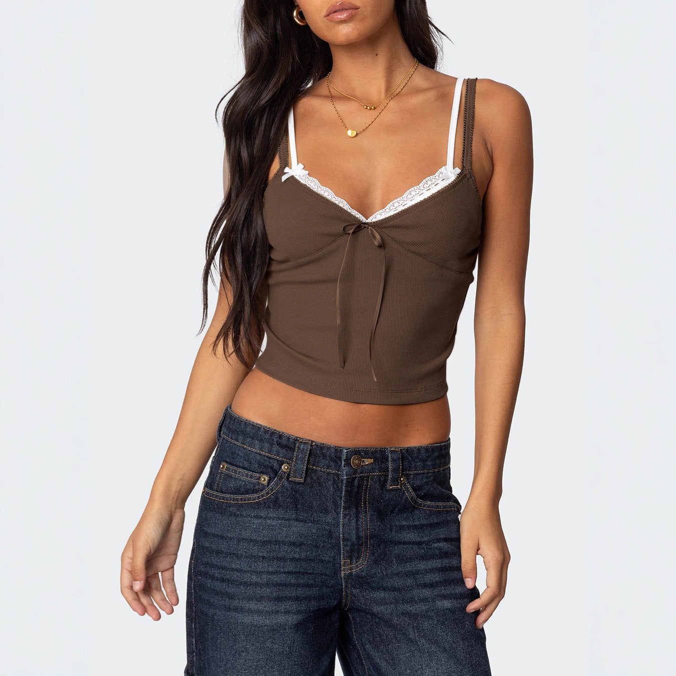 Women's Double-strap Fake Two-piece Vest