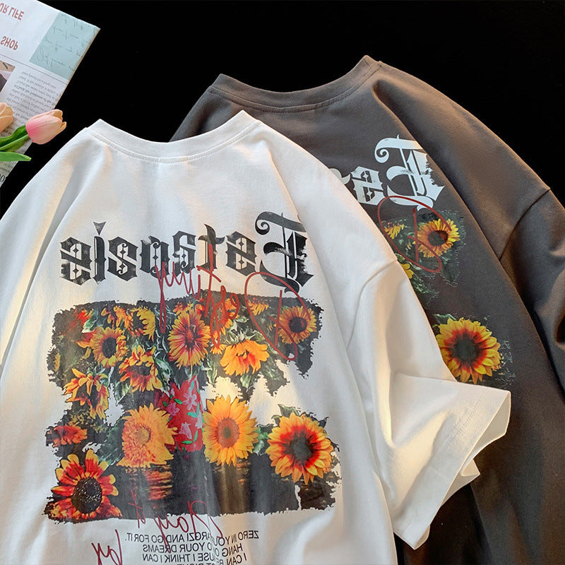 Womens Relaxed-fit Retro Casual Short-sleeve Top