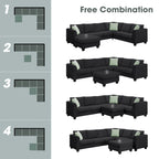 112 87 Sectional Sofa Couches, 7 Seats Modular Living Room Sets