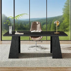 63-Inch Executive Desk, Modern Large Office Computer Desk With Double Pedestal And Storage Shelves, Simple Writing Conference Table