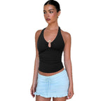 Sexy Slim-fit Crop Top V-neck Halter Tank