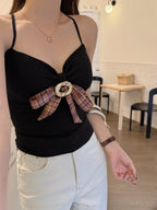 Womens Fashionable Bow-Knot Slim-Fit Halter Neck Camisole