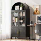 78.7inch H Metal Arched Cabinet,Kitchen Pantry Cabinet With Doors And Shelves, Arched Bookcase For Home Office Bar Living Room, Assemble Require,Black