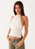 Solid Color Neck Lace Sexy Backless Spaghetti Straps Top