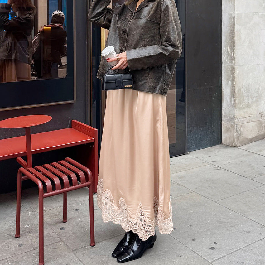 Women's Elegant And Sophisticated A-line Lace-trimmed Skirt That Goes With Everything