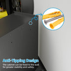 SUXXAN Metal Storage Cabinet With Wheels, Rolling Storage Cabinet With 2 Doors And Adjustable Shelves, Pegboard And 4 Hooks, Suitable For Garage, Home, Office, School, Black