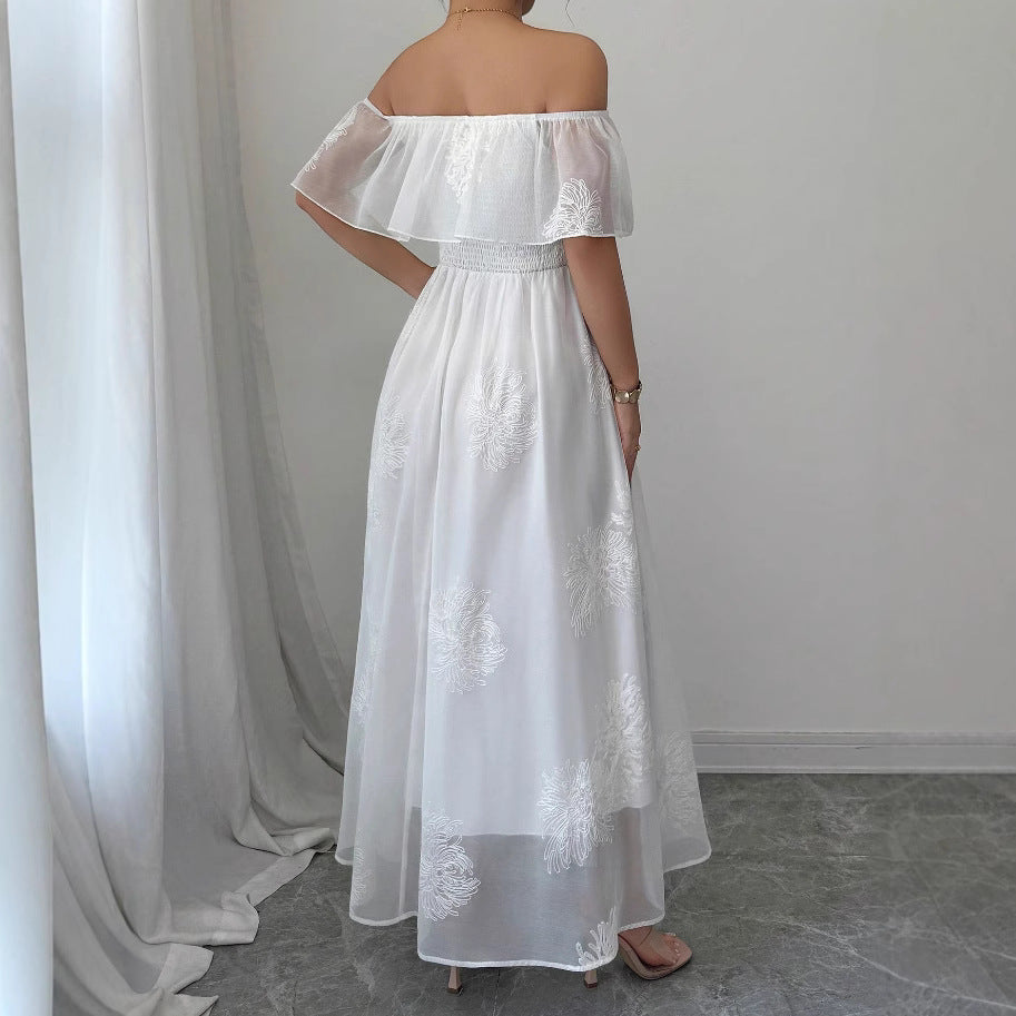 Resort-style French Ruffled Off-shoulder Womens Dress