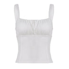 Women's Cropped Tank Top With Straps Solid-color Top