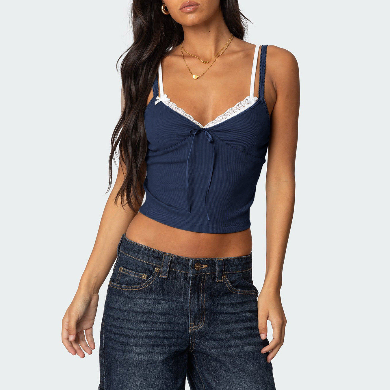 Women's Double-strap Fake Two-piece Vest