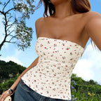 Women's Fashion Short Floral Bustier Top