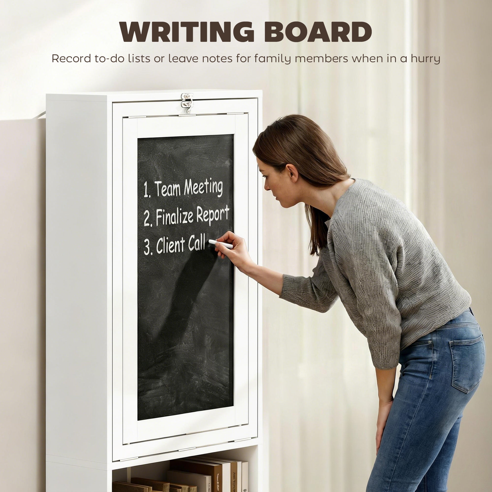 Fold-out Convertible Office Desk, Wall Mount Computer Desk With Blackboard And Side Shelf, White