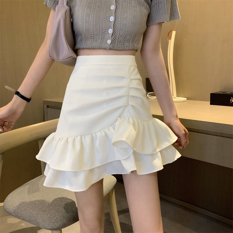 Irregular Hem Flared Skirt Women