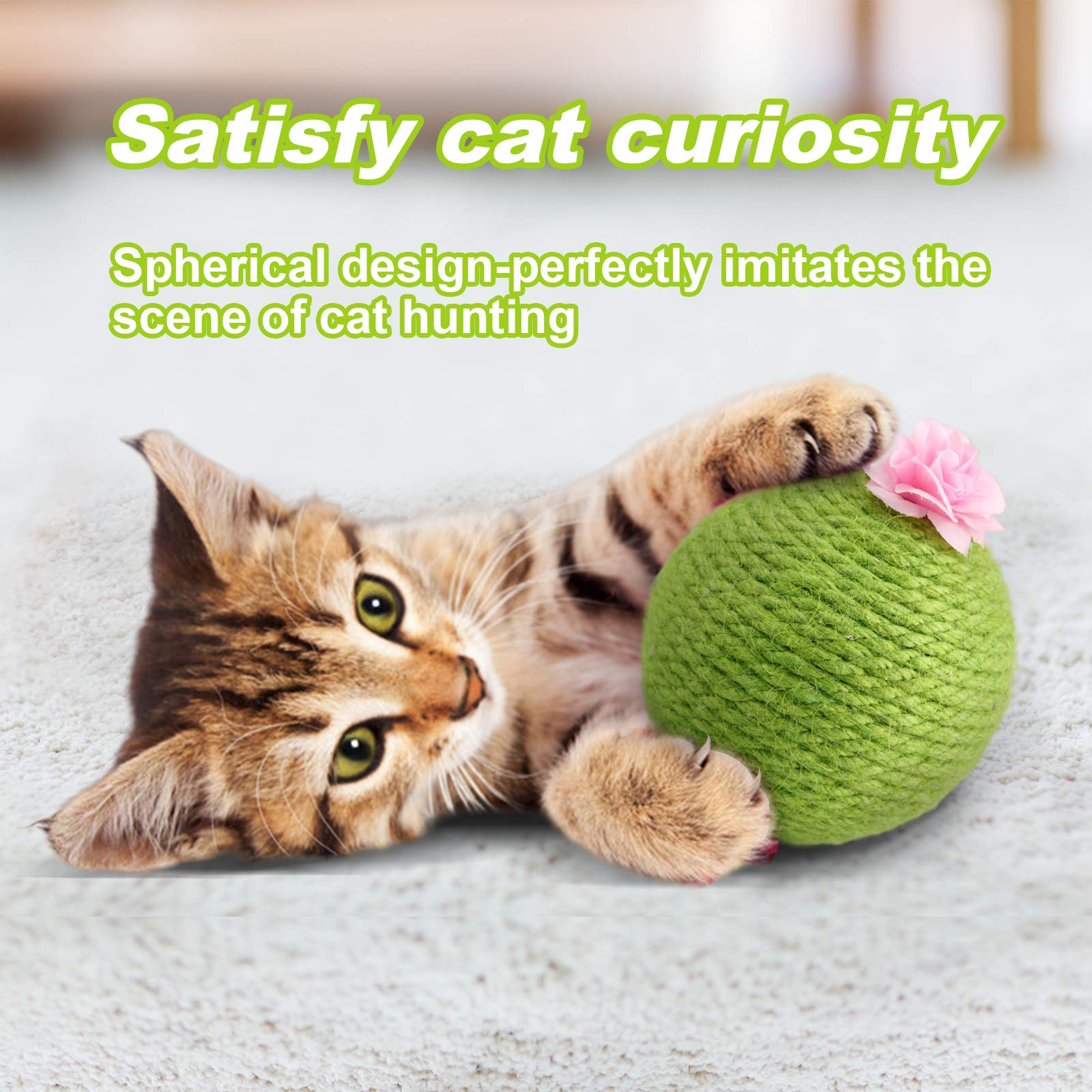 Interactive Tumbler Cactus Cat Scratcher Ball Catnip Toys Natural Sisal Scraper Tree Tower For Cat Indoor Play Hunting Exercise