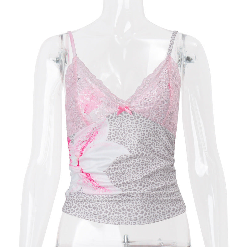 Women's Sexy Strap Short Lace Trim Top