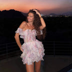 French Floral Sweet Style Printed Dress