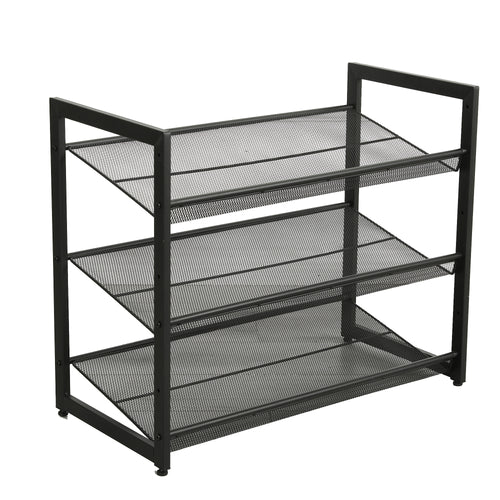 3-Tier Adjustable Shoe Rack, Freestanding Shoe Storage Organizer With Storage Shelves Suitable For Front Door Entrance, Entryway