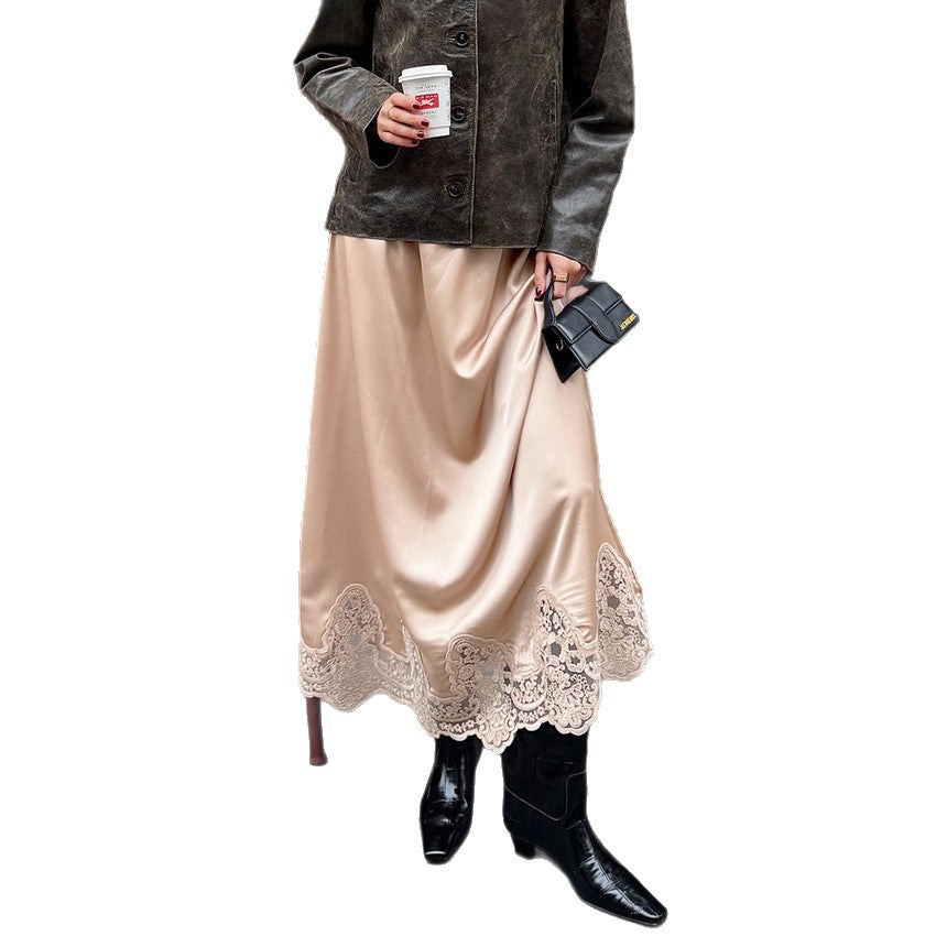Women's Elegant And Sophisticated A-line Lace-trimmed Skirt That Goes With Everything