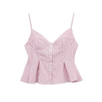 Single-breasted Wide Pleated Skirt Hem Slim Short Women's Vest