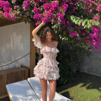 French Floral Sweet Style Printed Dress