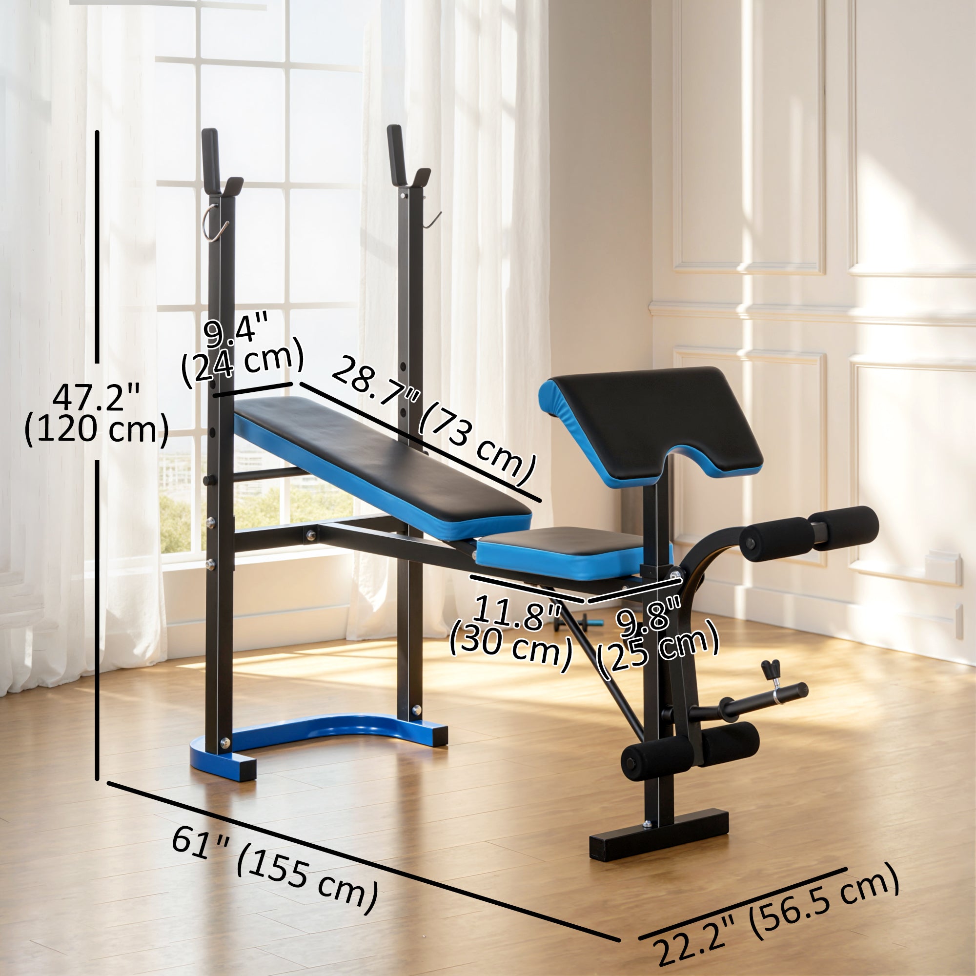 Adjustable Weight Bench With Leg Developer Barbell Rack For Lifting And Strength Training Multifunctional Workout Station For Home Gym Fitness, Black